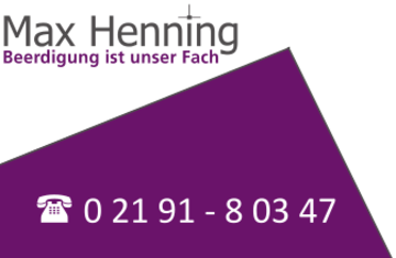 Bestattungen Max Henning,
Inhaberin Kerstin Hrabar e. Kfr. in Remscheid