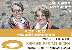 Kreider Bestattungen
Mirjam Hamm & 
Eva-Janina Sieger GbR in Lampertheim